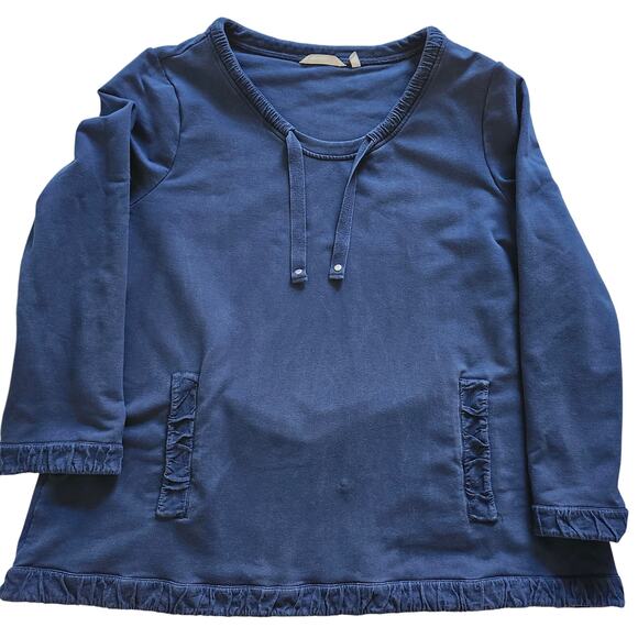 Soft Surroundings Blue Pull on Cotton Spandex Top with Gathered Trim Size 2X - Picture 3 of 10